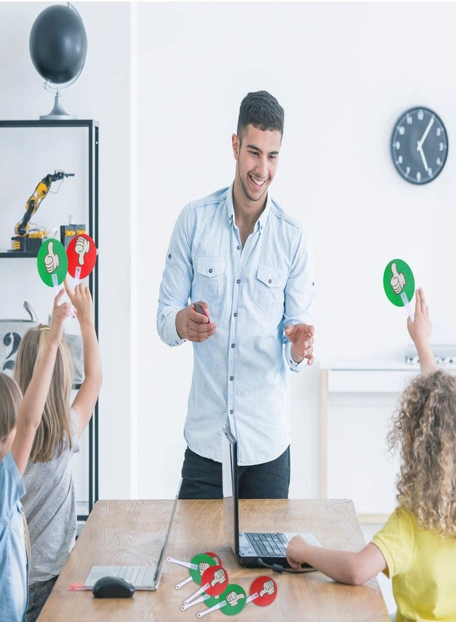 Macarrie 30 Pack Thumbs up Thumbs Down Classroom Voting Paddles Handy Teacher Classroom Event Supplies Plastic Thumbs up Sign Green Red Yes or No Paddles True False Paddles for School Student - Image 4
